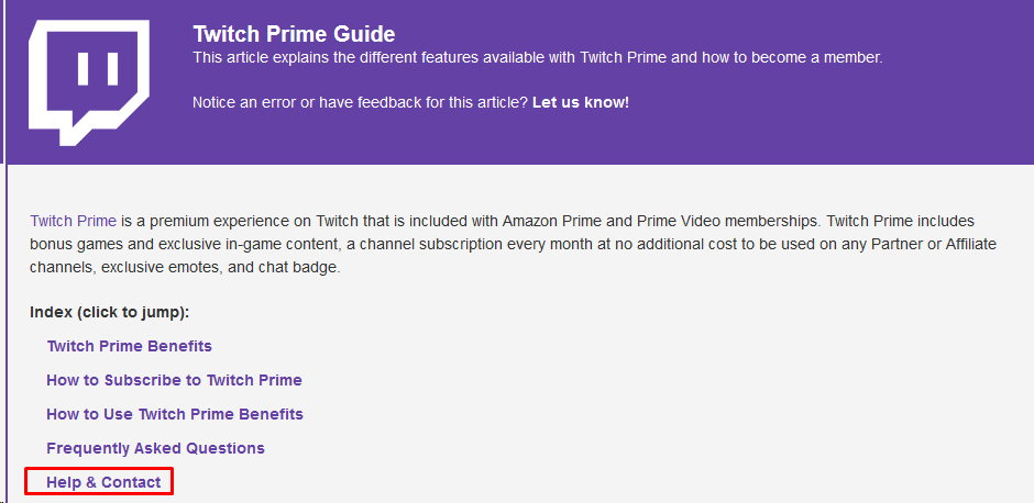 Twitch support