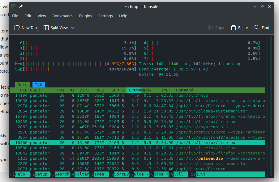 htop right as the problem happened