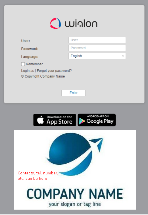 Our company contact info in mobile and web app